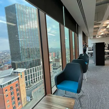 Tall building view with glass windows