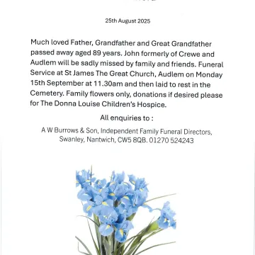 John Cooke Funeral Notice