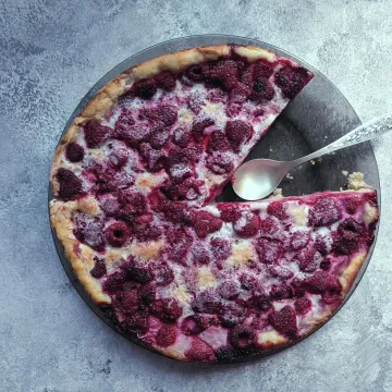 Tasty Raspberry Pie With a Slice Missing