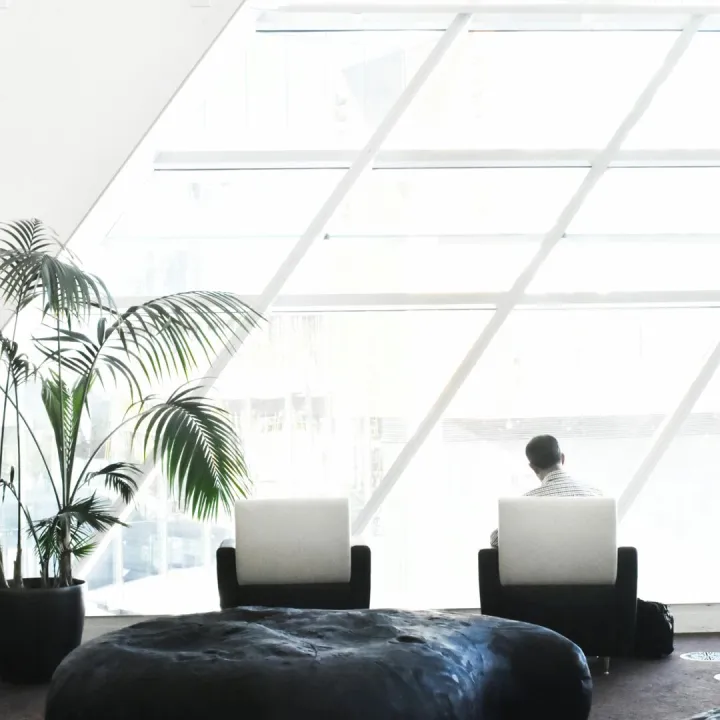 Spacious modern lounge with minimalist decor