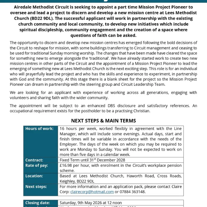 Job Advert &ndash; Mpp Lees &ndash; Airedale