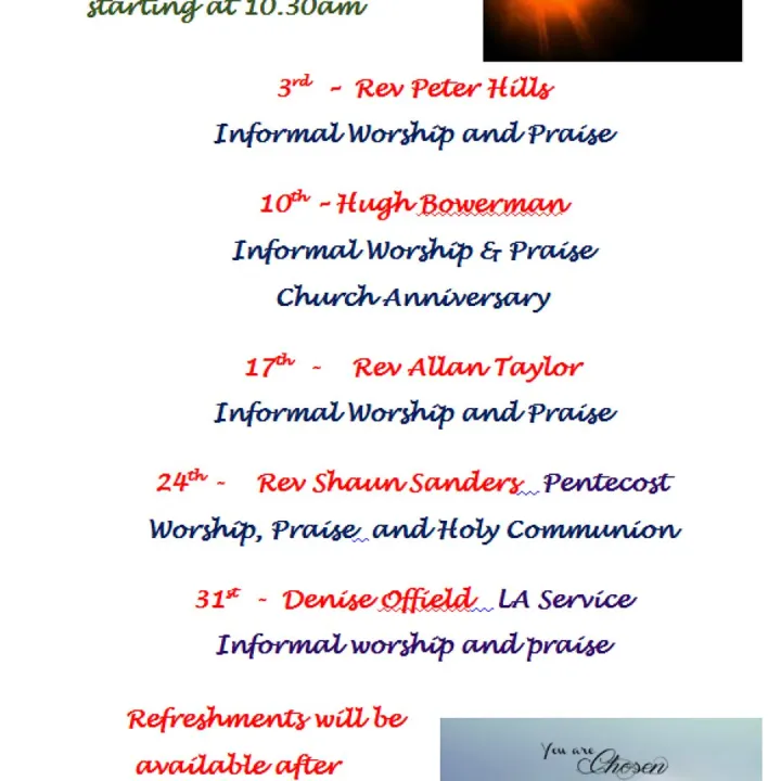 May 2026 Sunday Services