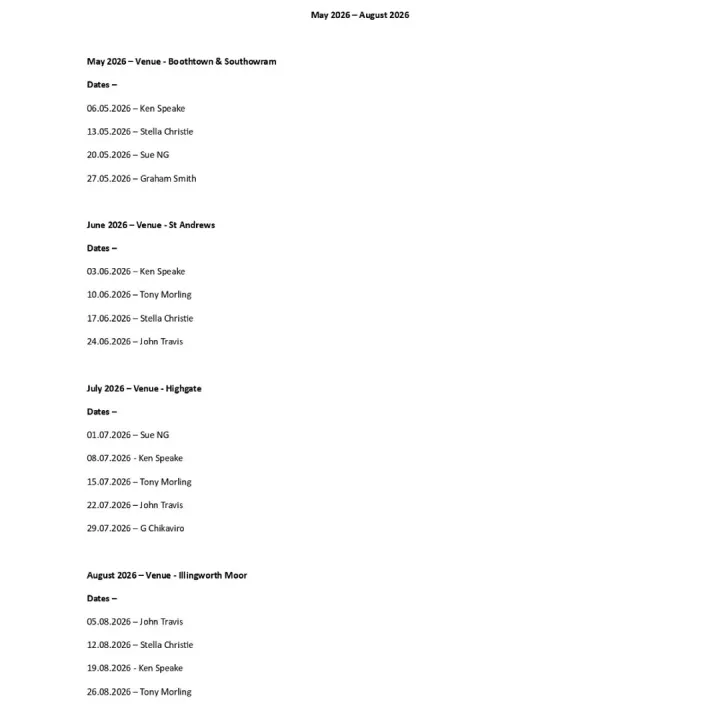 Open to God – May 2026 – August 2026