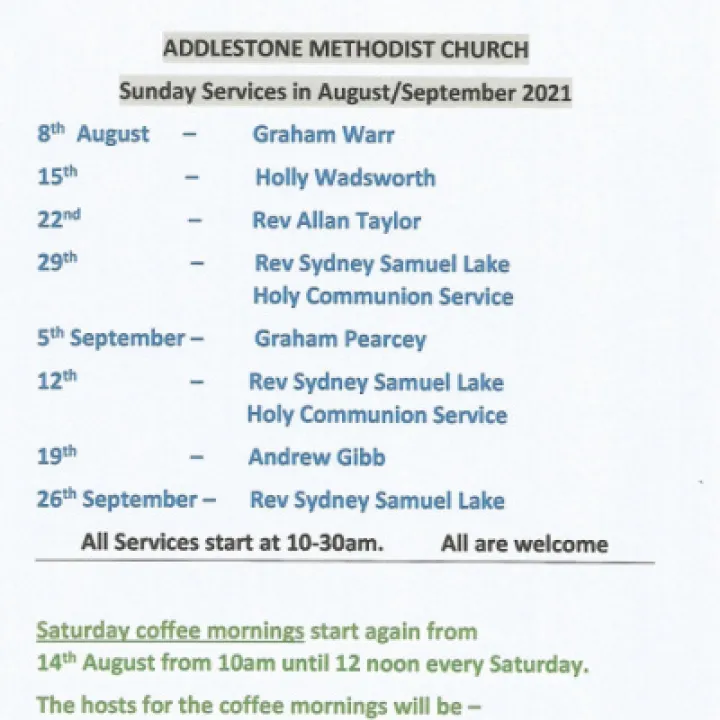 Church Services Sept- & Oct- 21