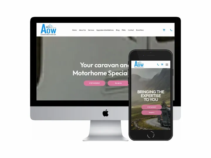 Desktop and mobile screenshots of the Adventures on Wheels website