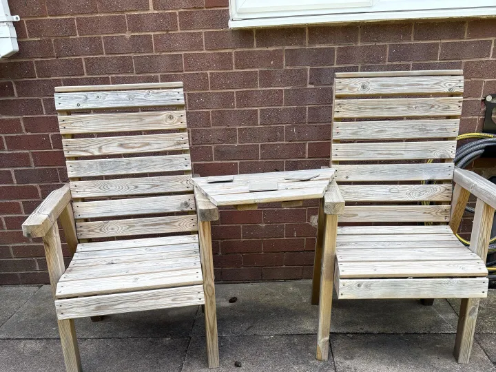 Items for sale
– Jack & Jill wooden garden chairs. £50