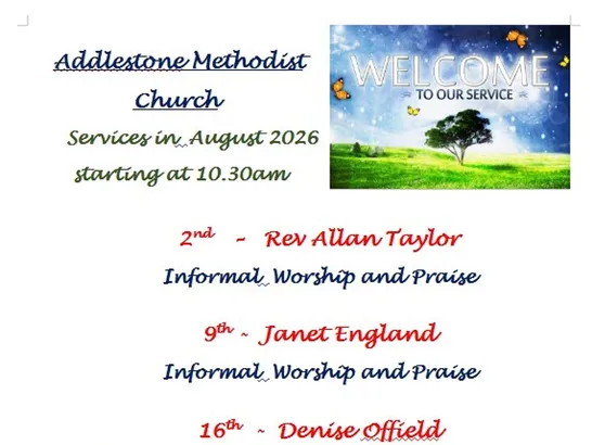 August 2026 Sunday Services