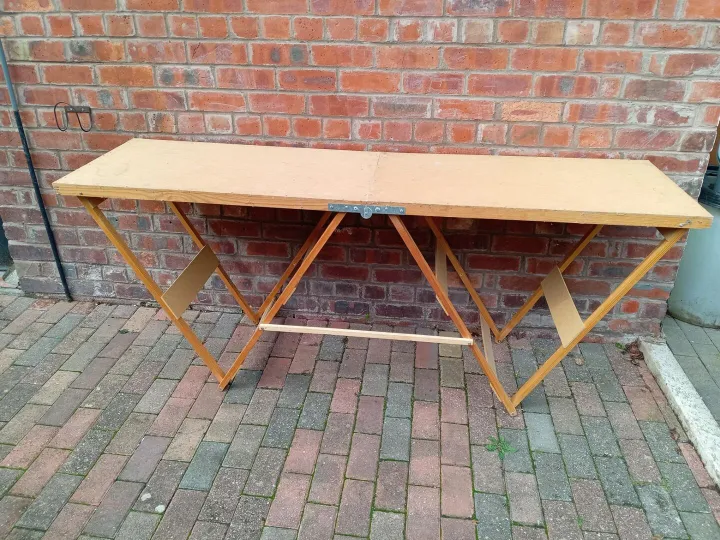 Items for sale &ndash; Sturdy 6ft 6" Long Folding Trestle/Pasting Table in very good condition. &pound;15