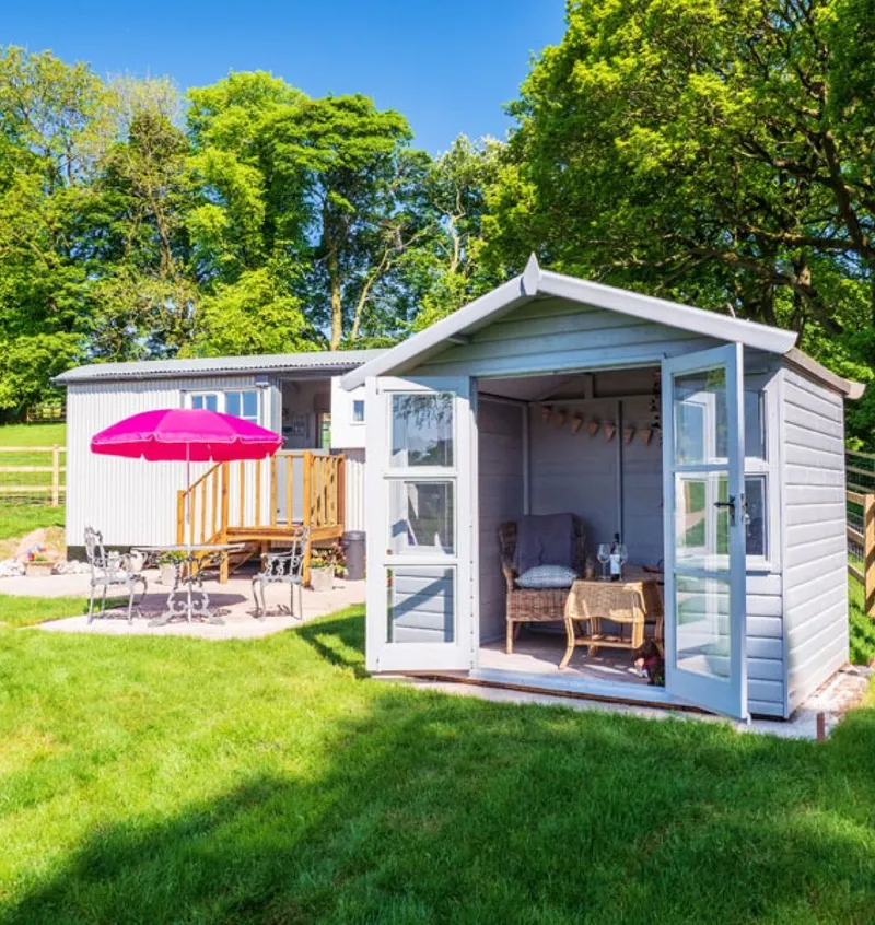 The summerhouse and terrace at the Shepherd’s Crook