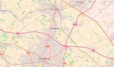Map showing the location of Coventry & Nuneaton