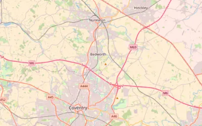 Map showing the location of Coventry & Nuneaton