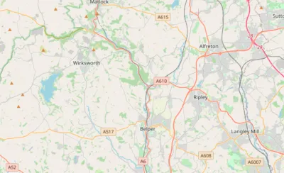 Map showing the location of Mid Derbyshire Methodist Circuit