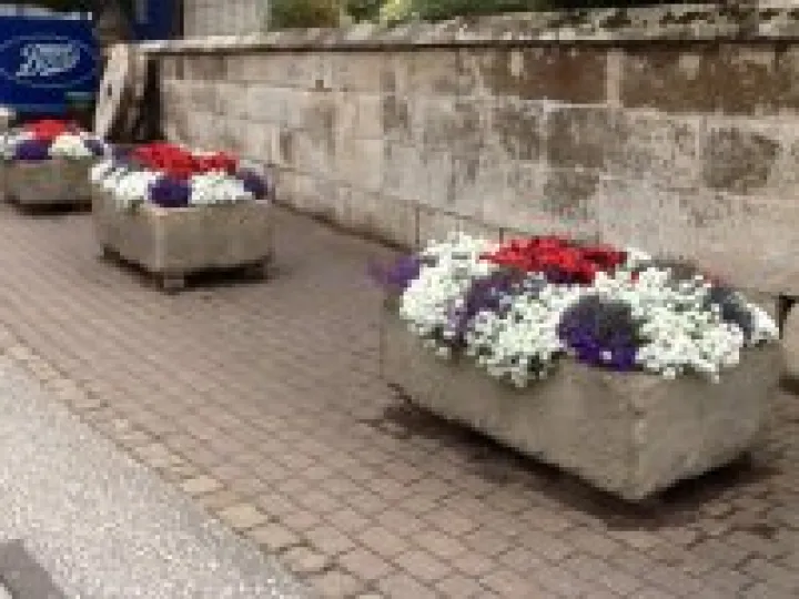 ADAS planting in red, white and blue