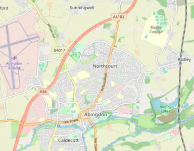 Map showing the location of All Saints Abingdon