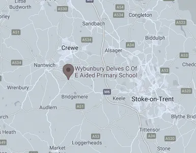 Map showing the location of Wybunbury Delves