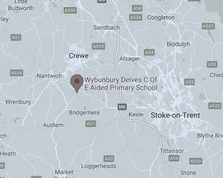 Map showing the location of Wybunbury Delves