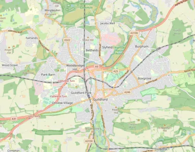 Map showing the location of Merrow Methodist Church