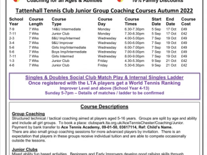 Autumn Tennis Coaching