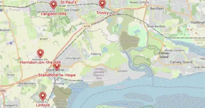 Map showing the location of South Essex Methodist Circuit