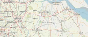 Map showing the location of Epworth, Scunthorpe & Gainsborough