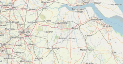 Map showing the location of Epworth, Scunthorpe & Gainsborough