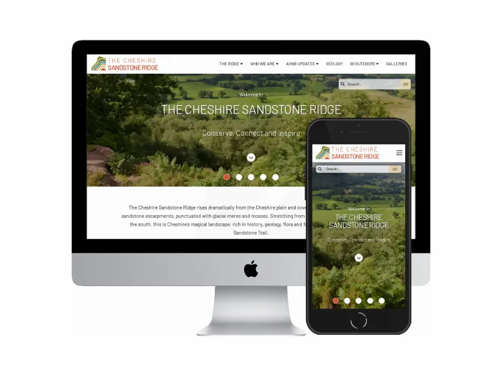 Desktop and mobile screenshots of the Sandstone Ridge Trust website