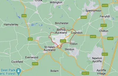 Map showing the location of Bishop Auckland & Shildon