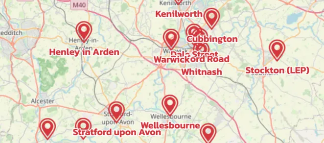 Map showing the location of South Warwickshire Circuit