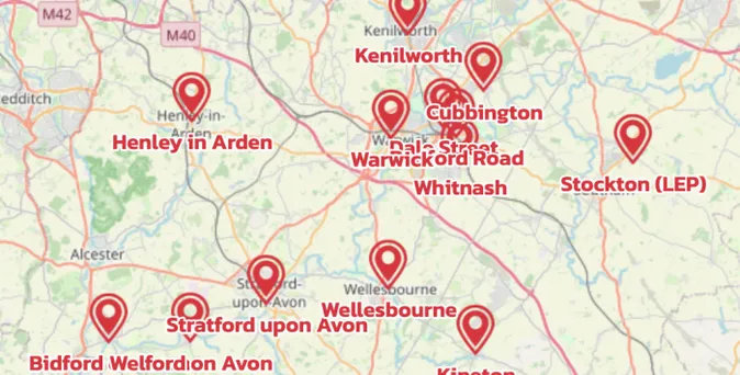 Map showing the location of South Warwickshire Circuit