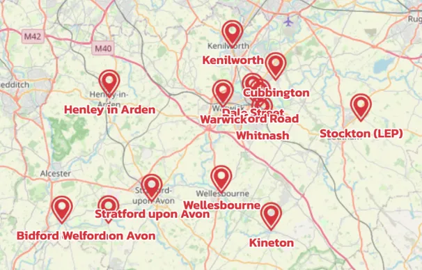 Map showing the location of South Warwickshire Circuit