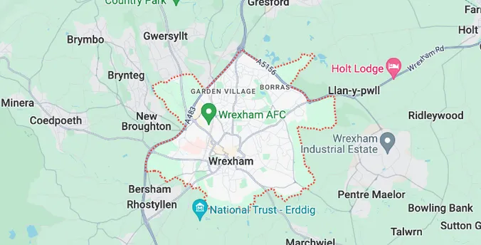 Map showing the location of Wrexham Methodist Circuit