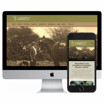 Desktop and mobile screenshots of the Caldwell Archives website