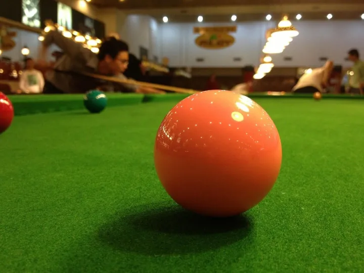 Snooker table under lights