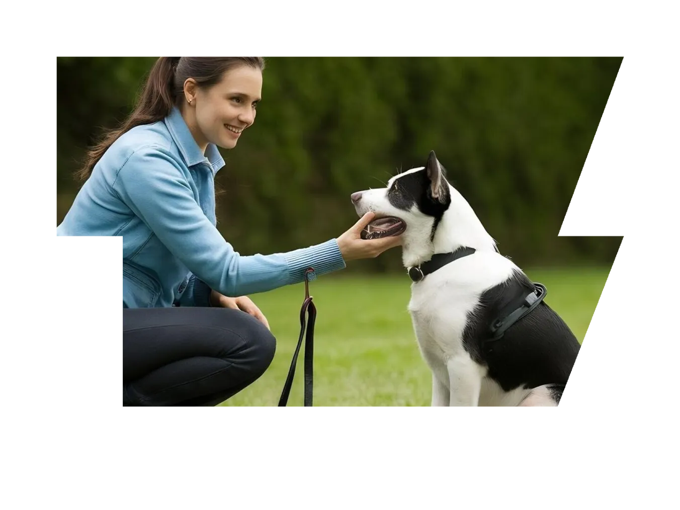 Dog trainer interacting with their pet