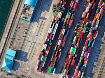 Aerial View Photography of Container Van Lot