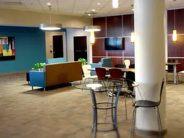 Modern open plan office reception area