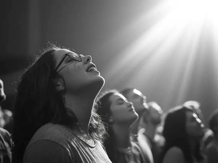 Harmonious voices congregation united in joyful pr