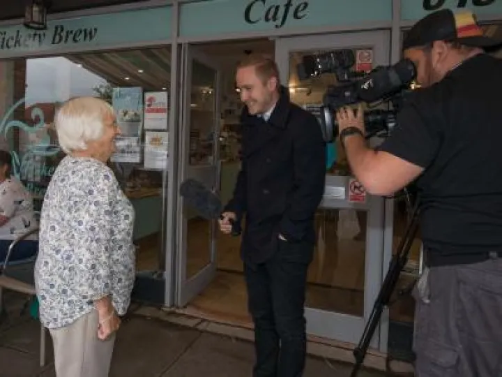 Freda Dorrell being interviewed