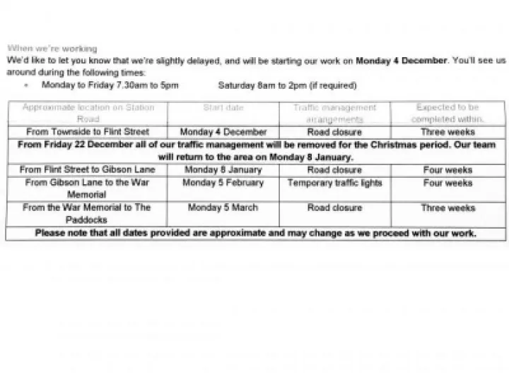 Thames Water_Station Rd Work Schedule