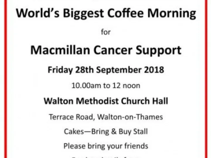 Macmillan Coffee Morning – Walton 2018