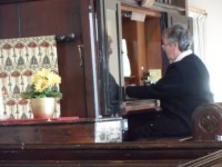 Audrey at the Church organ