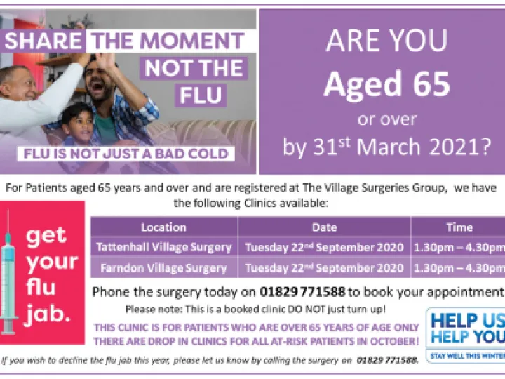 Flu Poster 2020-21 (Landscape OVER 65 Years RHD)