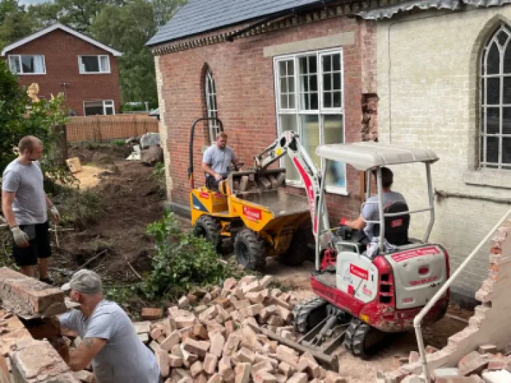 Activity room in rubble