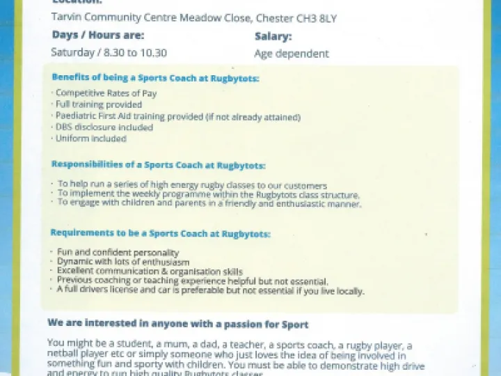 Rugbytots Coach Wanted PhotoScan