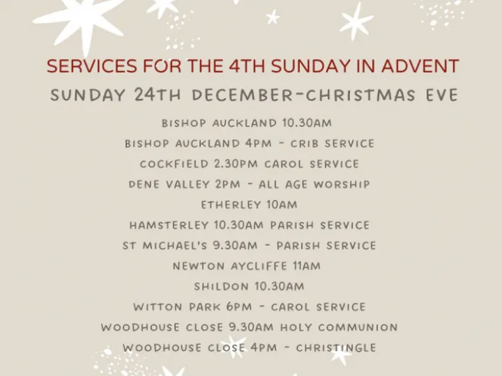 Services for 4th Sunday in Advent 2023