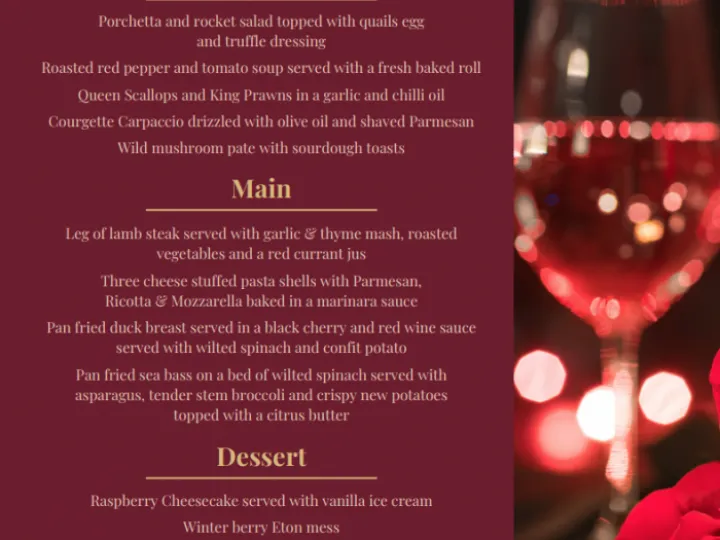 Shroppie Valentine's Menu