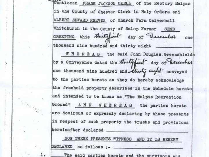 Malpas Recreation Ground Trust Deed