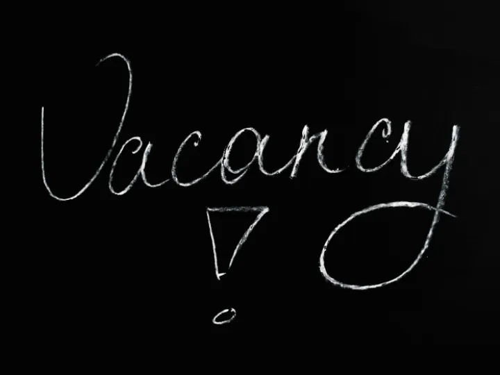 Vacancy Lettering Text on Black Background