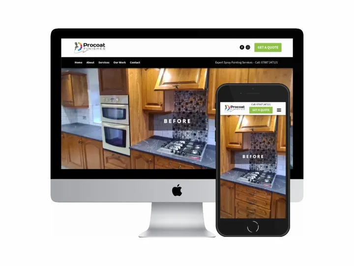 Desktop and mobile screenshots of the Procoat Finishes website