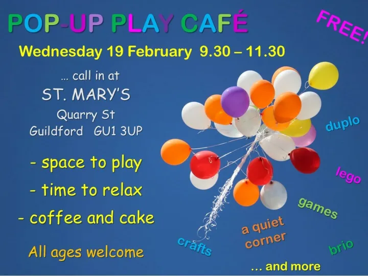Pop Up Play Cafe Feb 2025